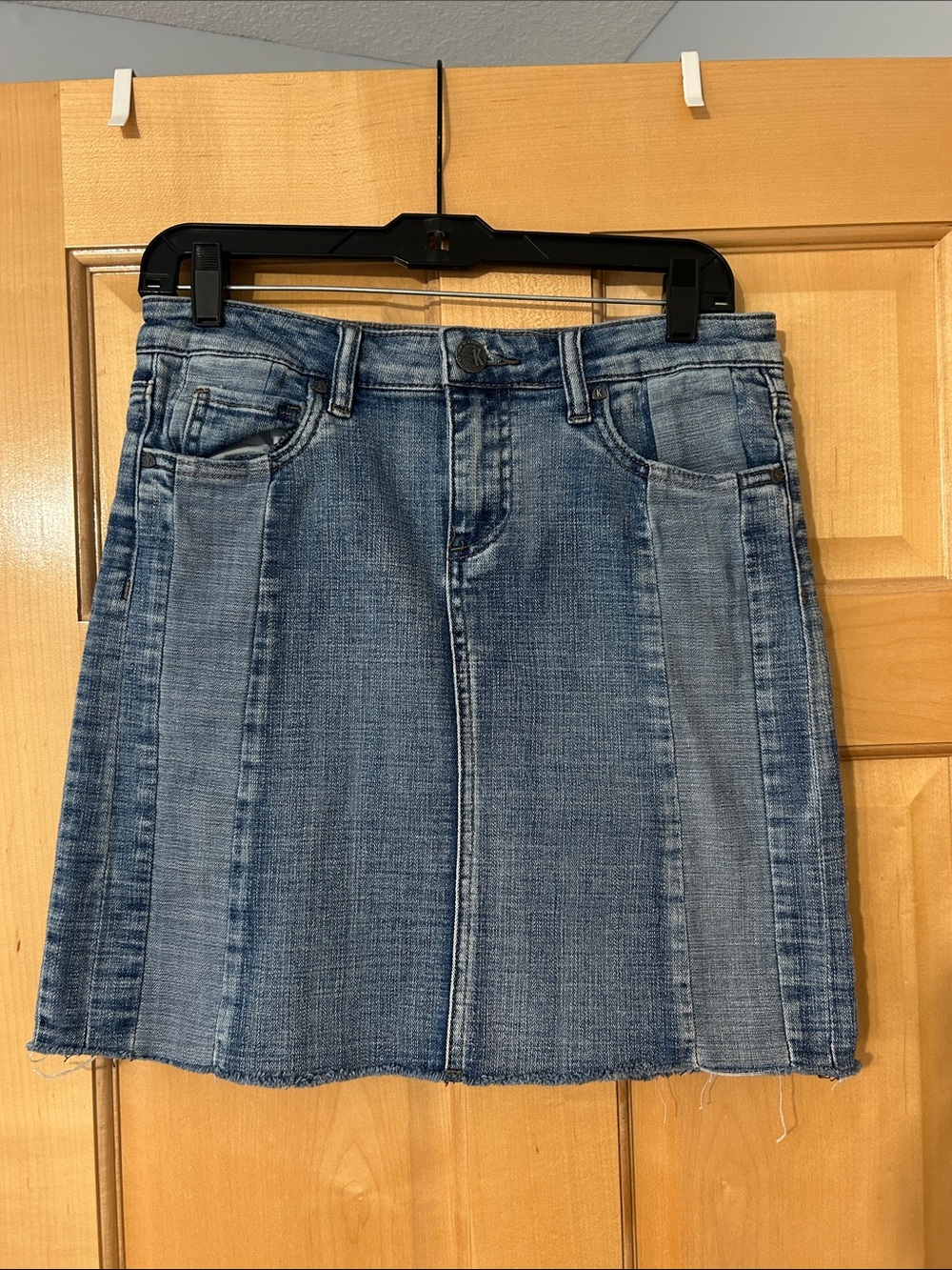 Kut from the Kloth Two-Tone Blue Denim Mini Skirt